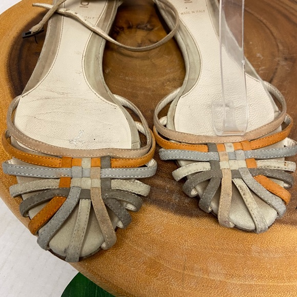FENDI Leather Multi Color Neutral Multi Strap Ankle Strap Sandals - Picture 4 of 9